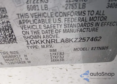 2019 GMC Acadia Sle-1 from USA, damaged, VIN 1GKKNRLA8KZ257462